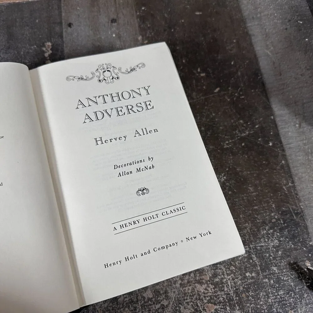Hervey Allen Anthony Adverse‎ Book The Henry Holt Classic Library HC